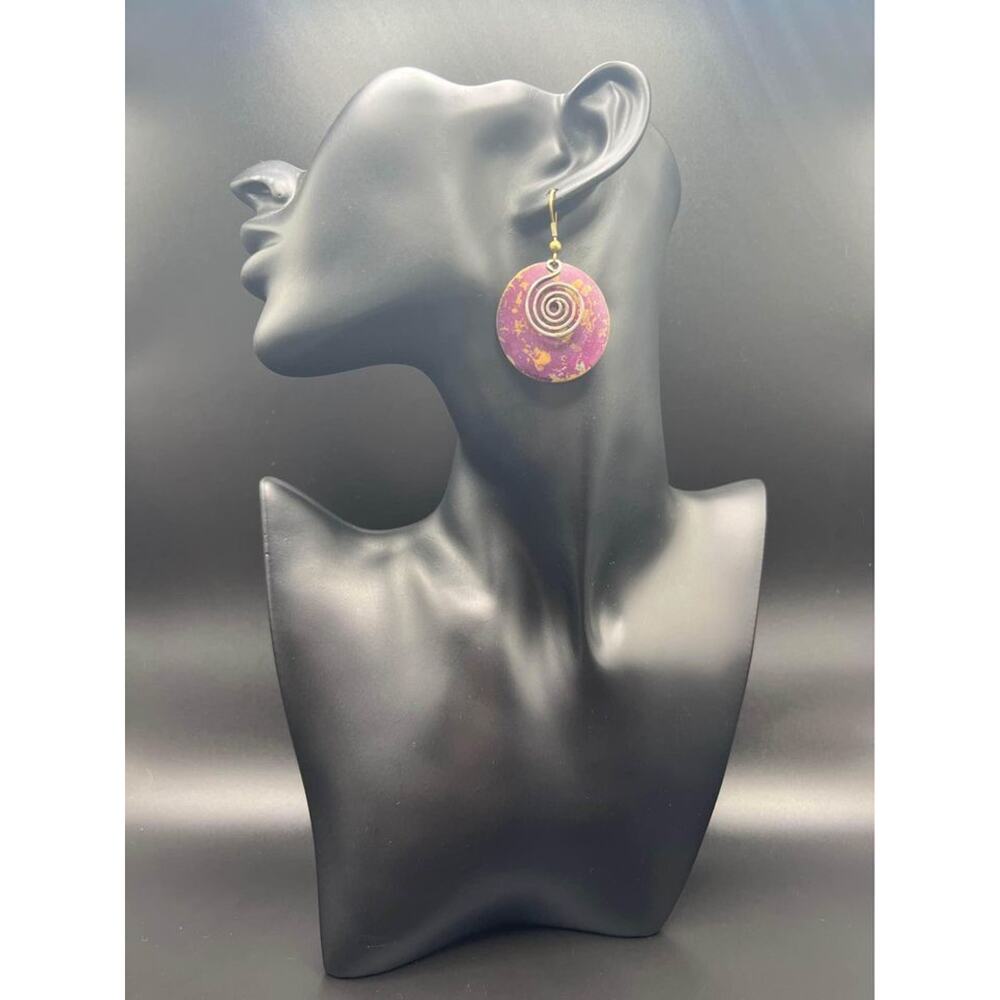 Vintage Painted Spiral Metal Earrings